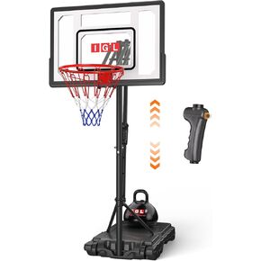 IGL Kids Basketball Hoop Outdoor | 4-8.5ft Adjustable Height | 33" Shatterproof Backboard | Fillable Base & Extra Anchor | Portable Goal w/Wheels for Backyard Driveway in Kuwait