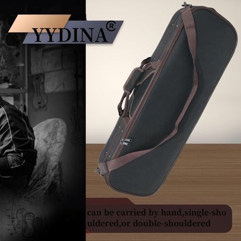 حقيبة كمان كاملة الحجم 4/4، حقيبة حمل محمولة خفيفة الوزن، مع بطانة قطيفة، أشرطة كتف، مضادة للخدش، شكل مستطيل احترافي، للكمان (أسود) in Kuwait