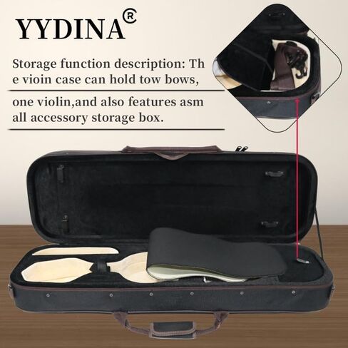 حقيبة كمان كاملة الحجم 4/4، حقيبة حمل محمولة خفيفة الوزن، مع بطانة قطيفة، أشرطة كتف، مضادة للخدش، شكل مستطيل احترافي، للكمان (أسود) in Kuwait