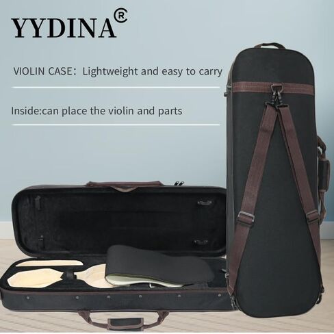 حقيبة كمان كاملة الحجم 4/4، حقيبة حمل محمولة خفيفة الوزن، مع بطانة قطيفة، أشرطة كتف، مضادة للخدش، شكل مستطيل احترافي، للكمان (أسود) in Kuwait
