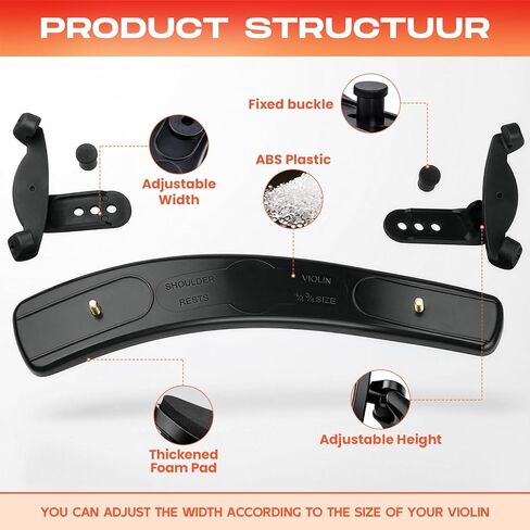 Ergonomic Violin Shoulder Rest for Students & Beginners – Lightweight Adjustable Fit for 4/4 & 3/4 Violins – Soft EVA Padding, Secure Silicone Feet in Kuwait