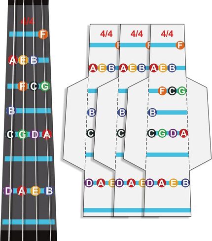 3 قطع من ملصقات أصابع الكمان البلاستيكية الشفافة - 5 أحجام مختلفة (1/8، 1/4، 1/2، 3/4، 4/4) | دليل الأصابع للمبتدئين والطلاب | علامات موضع ملاحظة الكمان بدون بقايا (4/4) in Kuwait