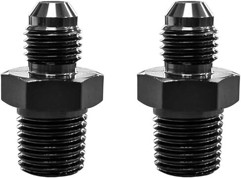 4AN Male Flare to 1/4'' NPT Male Hose Pipe Fitting Adapter Union Connector Aluminum Straight Black Anodized 2PCS in Kuwait