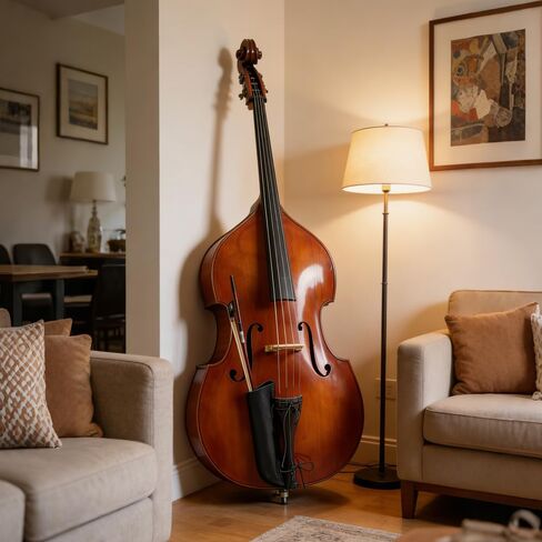 Upright Bass Bow Quiver, Leather Bass Bow Case, Sturdy Bow Holder Bag for German and French Bass Bows, Black Bass Instrument Strings Accessories in Kuwait