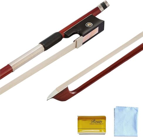 Performance Grade Excellent Tone Violin Bow 4/4 Full Size Eight corners with free rosin and Clean Microfiber Cloths,Natural Mongolian Male Horsehair in Kuwait
