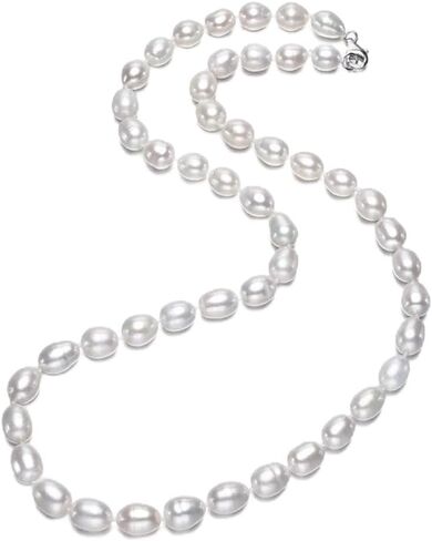 Women's Pearl Necklace 8-9mm Natural Freshwater Pearl Necklace for Women Pearl Strand Necklace 18In White Pink Black Grey Multicolor in Kuwait
