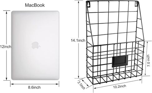 WantuSee Metal Wire Wall Mounted Magazine Holder, Wall Hanging Organizer holder for Files, Newspapers, Magazines with Tag Slot for Office, Home Organization, Black in Kuwait