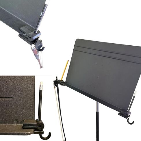 حامل قوس لحامل الموسيقى مع مشبك قلم رصاص - منظم خطاف قابل للطي لعازفي الكمان والفيولا والتشيلو والباس in Kuwait