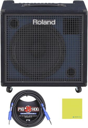 Roland KC-600 4-Channel Stereo Mixing Keyboard Amplifier Bundle with 25ft Pig Hog 9.2mm Speaker Cable & Polishing Cloth – 200-Watt Power, 15" Woofer, Versatile Inputs, Stage-Ready Performance in Saudi Arabia