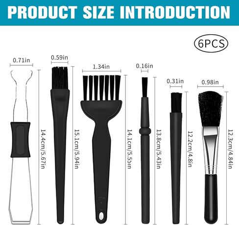 6PCS Keyboard Brush Cleaner Kit with Keycap Puller & Switch Puller, PP Handle Nylon Small Space Dust Removal Anti Static Brush for Computer Keyboard Electrical Appliance Seam Motherboard Camera in Kuwait