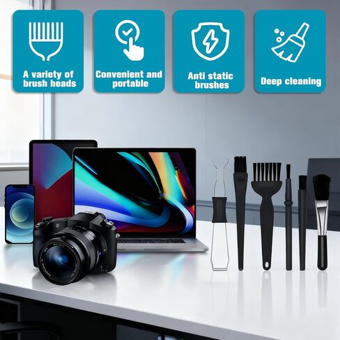 6PCS Keyboard Brush Cleaner Kit with Keycap Puller & Switch Puller, PP Handle Nylon Small Space Dust Removal Anti Static Brush for Computer Keyboard Electrical Appliance Seam Motherboard Camera in Kuwait