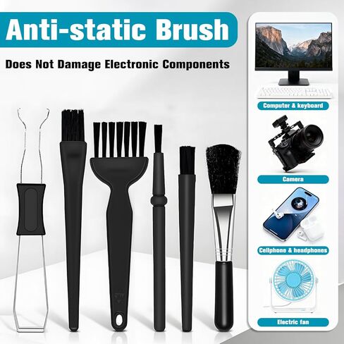 6PCS Keyboard Brush Cleaner Kit with Keycap Puller & Switch Puller, PP Handle Nylon Small Space Dust Removal Anti Static Brush for Computer Keyboard Electrical Appliance Seam Motherboard Camera in Kuwait
