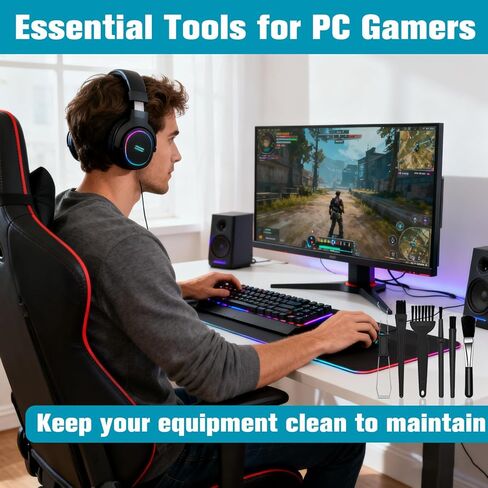 6PCS Keyboard Brush Cleaner Kit with Keycap Puller & Switch Puller, PP Handle Nylon Small Space Dust Removal Anti Static Brush for Computer Keyboard Electrical Appliance Seam Motherboard Camera in Kuwait