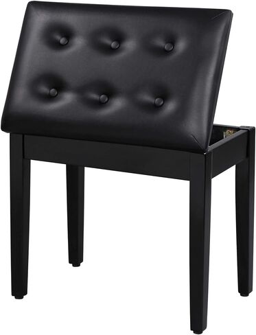 SONGMICS Piano Bench with Padded Cushion and Storage Compartment for Music Books, Vanity Stool, Tufted Wooden Piano Seat, 13.8 x 22 x 19.5 Inches, Black ULPB55H in Saudi Arabia