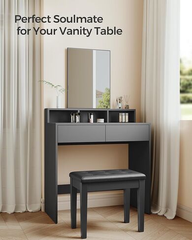 SONGMICS Piano Bench with Padded Cushion and Storage Compartment for Music Books, Vanity Stool, Tufted Wooden Piano Seat, 13.8 x 22 x 19.5 Inches, Black ULPB55H in Saudi Arabia