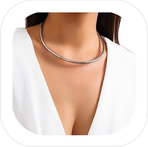 Simple Metal Collar Necklace Open Round Clavicle Chain Summer Beach Body Chain Jewelry Festival Statement Collar Choker Necklace for Women in Kuwait