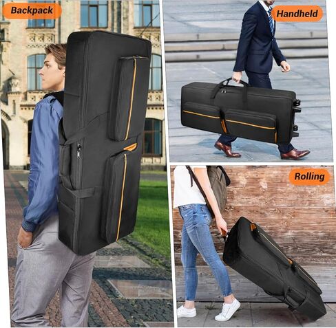 ORKELS 61-Key Keyboard Case with Wheels & Adjustable Shoulder Straps– Padded Rolling Gig Bag with 4 Accessory Pockets, for Digital Piano, Synthesizer & Keyboard in Saudi Arabia