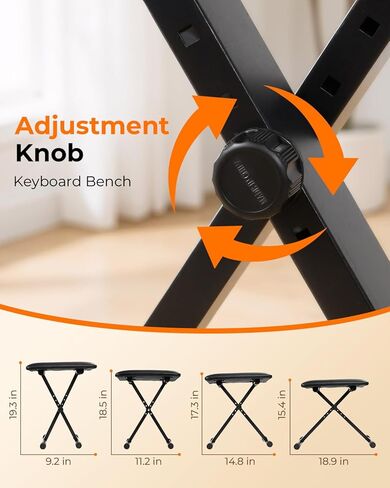 Keyboard Stand & Bench Set – Double-X Piano Stand with Adjustable Height (7 Levels), Foldable Design, Heavy-Duty Construction, Suitable for Most Keyboards, Digital Pianos in Kuwait