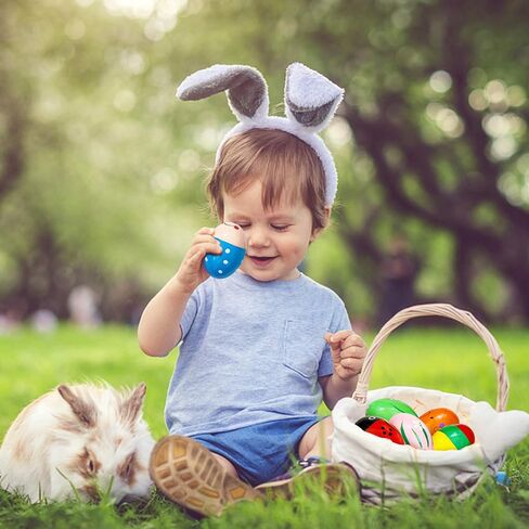 8 PCS Easter Wooden Eggs Shakers Musical Instruments Decorations Percussion Maracas Craft for Kids/Toddlers Hunt Game Gifts Basket Stuffers Fillers Decor in Kuwait