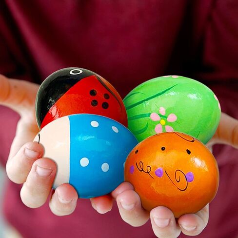 8 PCS Easter Wooden Eggs Shakers Musical Instruments Decorations Percussion Maracas Craft for Kids/Toddlers Hunt Game Gifts Basket Stuffers Fillers Decor in Kuwait