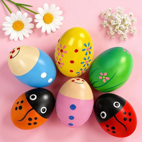 6 Packs Easter Egg Shakers Eggs Rattle Maracas Percussion Musical Instruments for Easter Basket Stuffer Filler in Kuwait
