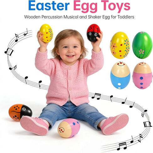 6 Packs Easter Egg Shakers Eggs Rattle Maracas Percussion Musical Instruments for Easter Basket Stuffer Filler in Kuwait