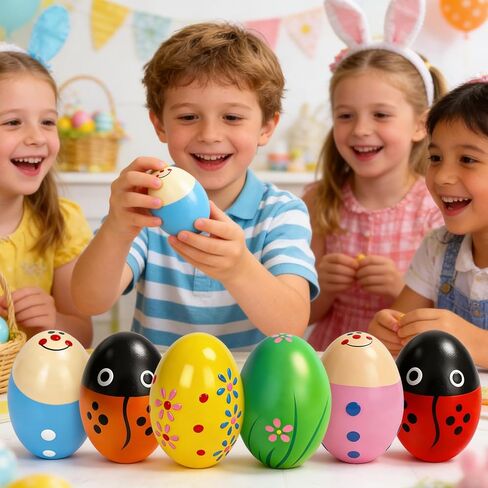 6 Packs Easter Egg Shakers Eggs Rattle Maracas Percussion Musical Instruments for Easter Basket Stuffer Filler in Kuwait