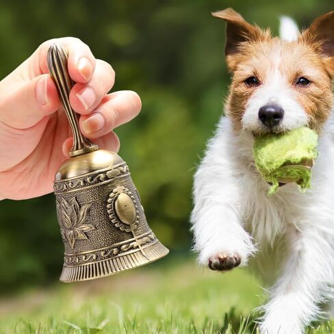 Super Loud Solid Brass Hand Call Bell Lotus Polished Vintage Metal Hand Dinner Bell Call Service Handbell for Bedside Wedding Classroom Meditation in Kuwait