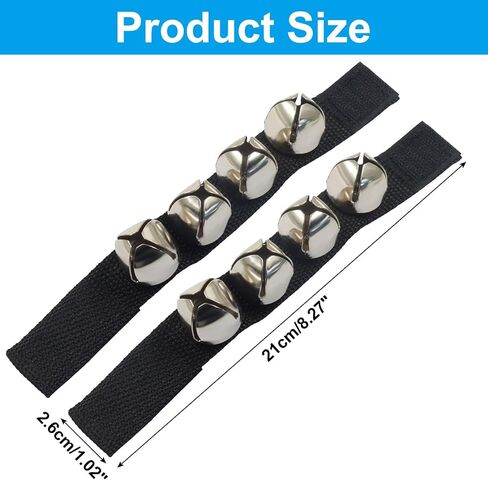 2 Pcs Adjustable Hand Wrist Bells Triggers, Musical Tambourine Wrist Shaking Ankle Bells, Musical Instruments for Adults Band Performance, Dance Decor (Black) in Saudi Arabia