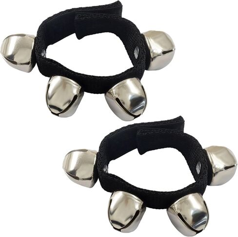 2 Pcs Adjustable Hand Wrist Bells Triggers, Musical Tambourine Wrist Shaking Ankle Bells, Musical Instruments for Adults Band Performance, Dance Decor (Black) in Saudi Arabia