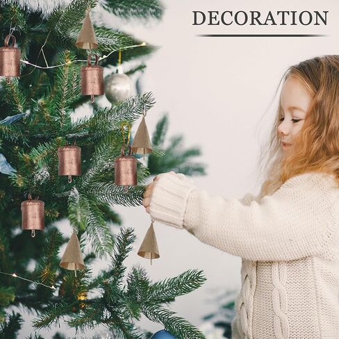 أجراس القصدير الهندية العتيقة ريفي الرنين خمر جلجل جرس البقرة أجراس شجرة عيد الميلاد الحرف الديكور مجموعة 20 قطعة (دائرية) in Kuwait