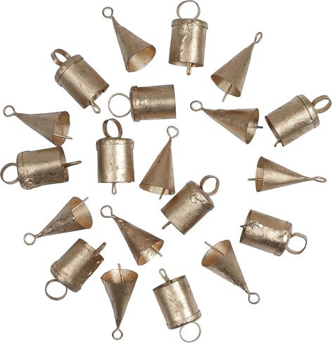 أجراس القصدير الهندية العتيقة ريفي الرنين خمر جلجل جرس البقرة أجراس شجرة عيد الميلاد الحرف الديكور مجموعة 20 قطعة (دائرية) in Kuwait