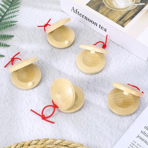 32 Pcs Finger Castanets Wooden Musical Instrument for Adults, Natural Wood Hand Percussion Clap Board Rhythm Tools for Party Performance & Music Practice (2.1 x 2.1 in) in Saudi Arabia