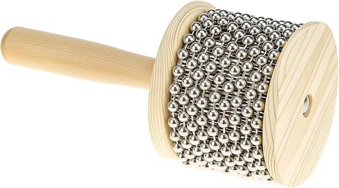 QWORK Wooden Cabasa Percussion Musical Instrument, 3.5 Inch Stainless Steel Beaded Shaker with Wooden Handle, Professional Rhythm Maker, 3.54" x 7.28" in Saudi Arabia