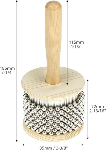 QWORK Wooden Cabasa Percussion Musical Instrument, 3.5 Inch Stainless Steel Beaded Shaker with Wooden Handle, Professional Rhythm Maker, 3.54" x 7.28" in Saudi Arabia