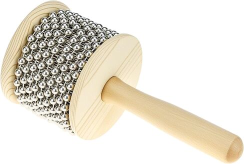 QWORK Wooden Cabasa Percussion Musical Instrument, 3.5 Inch Stainless Steel Beaded Shaker with Wooden Handle, Professional Rhythm Maker, 3.54" x 7.28" in Saudi Arabia
