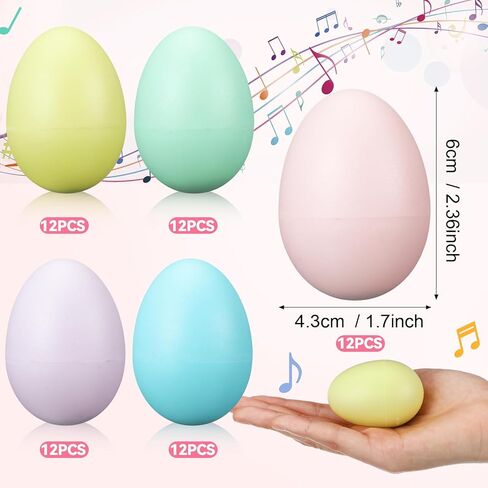 30 Pcs Pastel Easter Eggs Shakers Plastic Colorful Percussion Musical Maracas Decorative Shaker Eggs Gifts for Easter Basket Fillers, Musical Rhythm Instruments, Room Learning DIY Painting in Kuwait