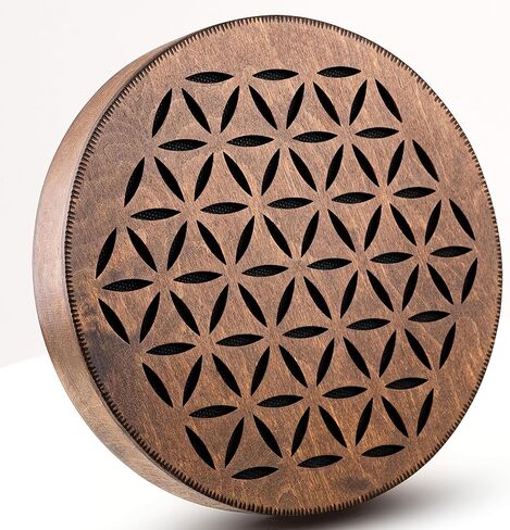 قرص المطر، طبلة محيط خشبية مقاس 8.6 بوصة (22 سم)، أداة شفاء الصوت للتأمل واليوجا والاسترخاء، تصميم زهرة الحياة وتصميم AUM in Kuwait