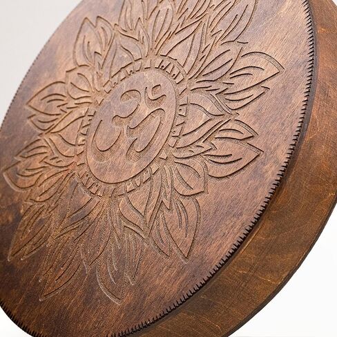 قرص المطر، طبلة محيط خشبية مقاس 8.6 بوصة (22 سم)، أداة شفاء الصوت للتأمل واليوجا والاسترخاء، تصميم زهرة الحياة وتصميم AUM in Kuwait