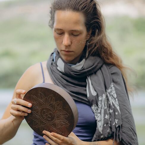 قرص المطر، طبلة محيط خشبية مقاس 8.6 بوصة (22 سم)، أداة شفاء الصوت للتأمل واليوجا والاسترخاء، تصميم زهرة الحياة وتصميم AUM in Kuwait