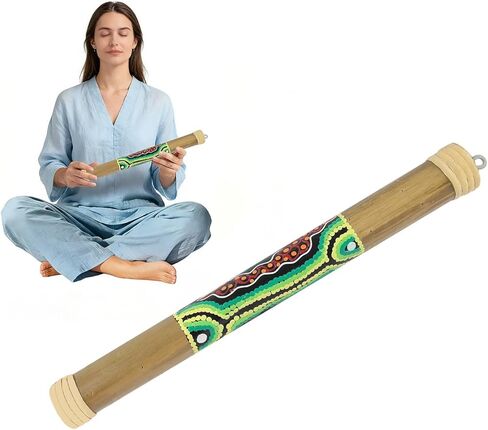 Small 16" Bamboo Rainstick, Handcrafted & Painted Rain Maker, Rain Stick for Meditation Musical Instrument in Kuwait