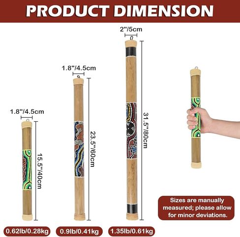 Small 16" Bamboo Rainstick, Handcrafted & Painted Rain Maker, Rain Stick for Meditation Musical Instrument in Kuwait
