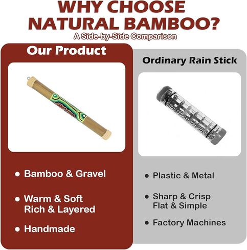 Small 16" Bamboo Rainstick, Handcrafted & Painted Rain Maker, Rain Stick for Meditation Musical Instrument in Kuwait