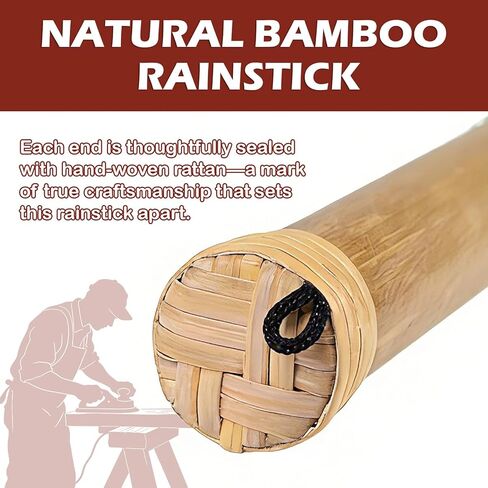 Small 16" Bamboo Rainstick, Handcrafted & Painted Rain Maker, Rain Stick for Meditation Musical Instrument in Kuwait