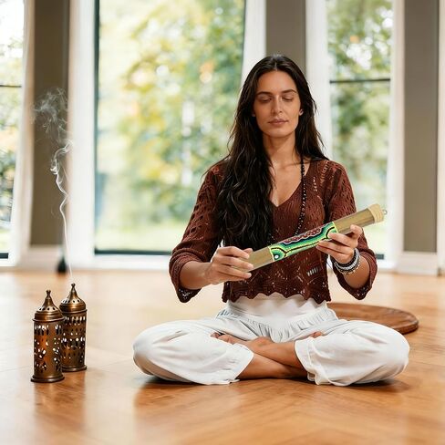 Small 16" Bamboo Rainstick, Handcrafted & Painted Rain Maker, Rain Stick for Meditation Musical Instrument in Kuwait