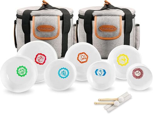 RYAN DVAN 432Hz 7-12 inch Crystal Singing Bowl Set of 7 with Free Carrying Case, Frosted Quartz Sound Bowls for Chakra Healing, Meditation,Yoga,Sound Therapy,Mindfulness,Relaxation & Stress Relief in Kuwait