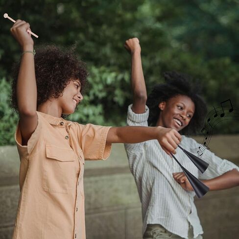 Agogo Bell Two-Tone Samba Steel Bells Traditional Latin Percussion Cow Bell Alternative with Wooden Striker for School Band Drum Circle Brazilian Rhythm Instrument(10inch) in Kuwait