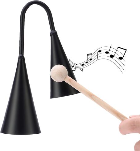 Agogo Bell Two-Tone Samba Steel Bells Traditional Latin Percussion Cow Bell Alternative with Wooden Striker for School Band Drum Circle Brazilian Rhythm Instrument(7inch) in Kuwait