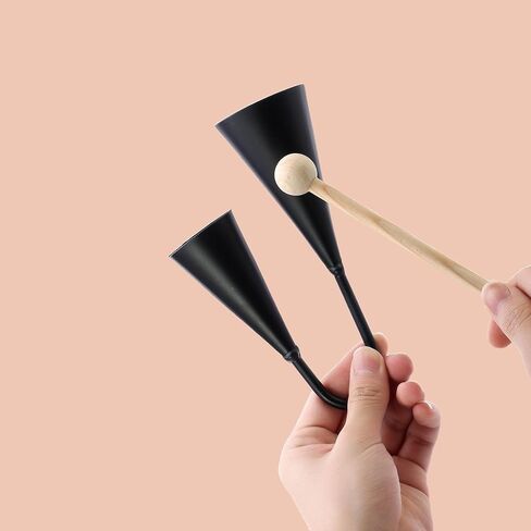 Agogo Bell Two-Tone Samba Steel Bells Traditional Latin Percussion Cow Bell Alternative with Wooden Striker for School Band Drum Circle Brazilian Rhythm Instrument(7inch) in Kuwait