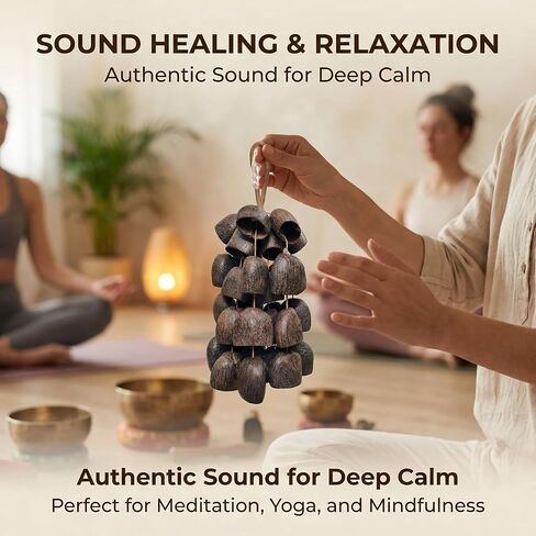 Natural Sound Healing Shaker | Handmade with 36 Salin Nuts, Flowing Water Sound for Yoga, Meditation, ASMR, Sound Bath, Anxiety Relief & Spiritual Gift in Saudi Arabia